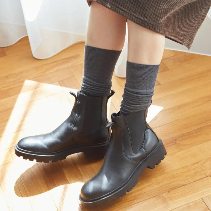 011170104 Merino Wool Ribbed Fine Knee High Socks