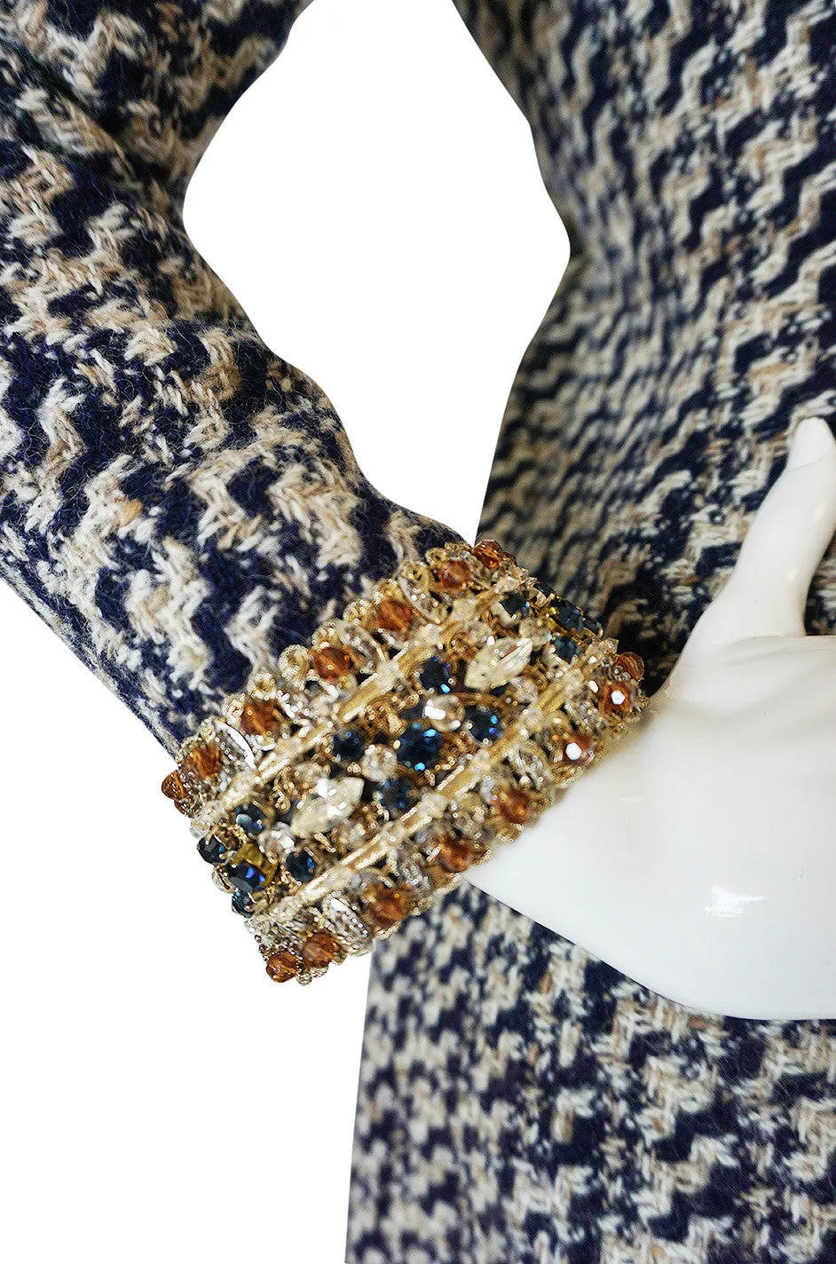 1960s Jewelled Collar Tweed Malcolm Starr Dress