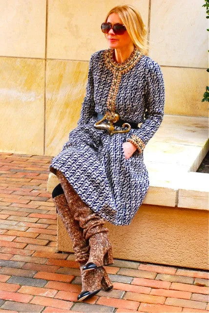 1960s Jewelled Collar Tweed Malcolm Starr Dress
