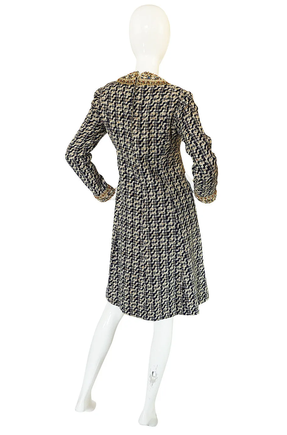 1960s Jewelled Collar Tweed Malcolm Starr Dress