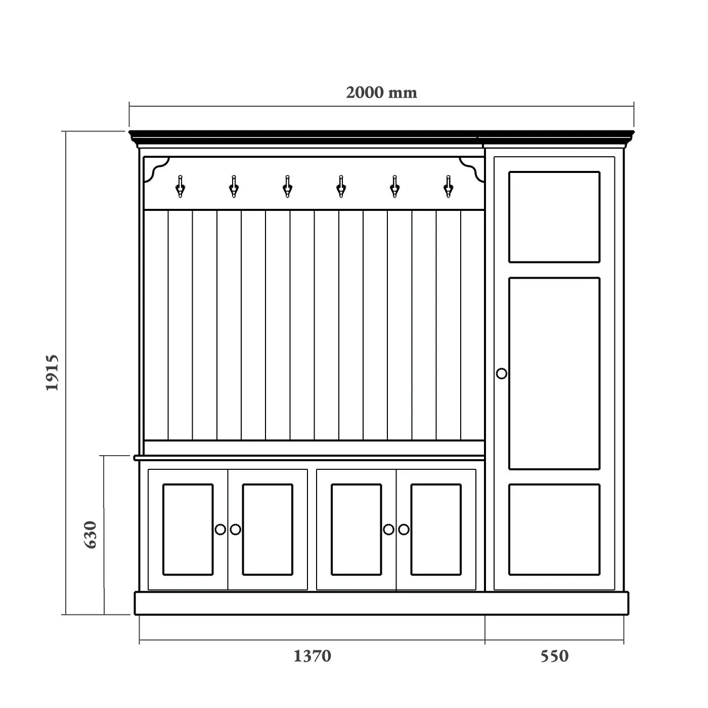 2m Compact Country Boot Room Bench