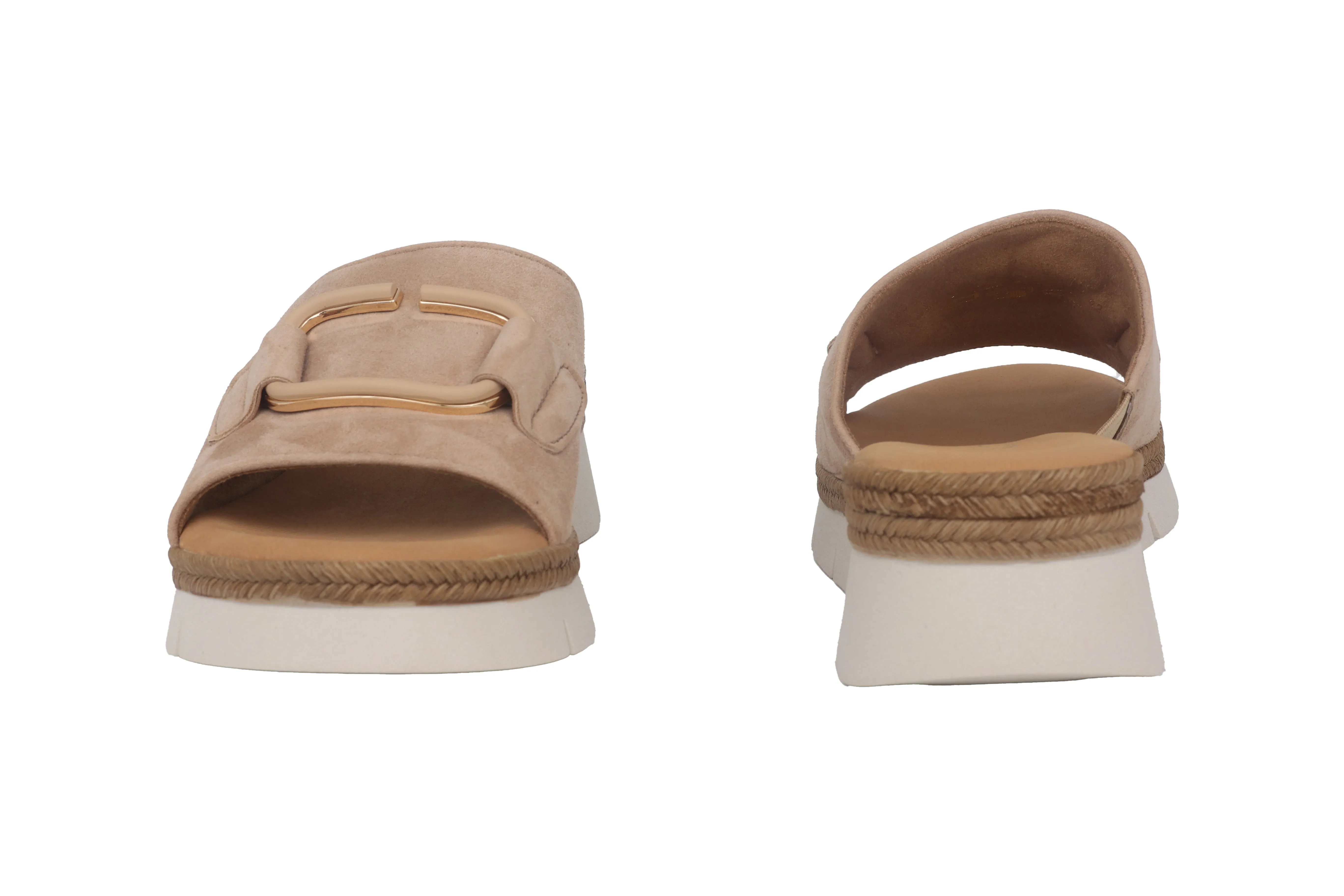'42.892.30' women's wide fit (H) slides - Beige