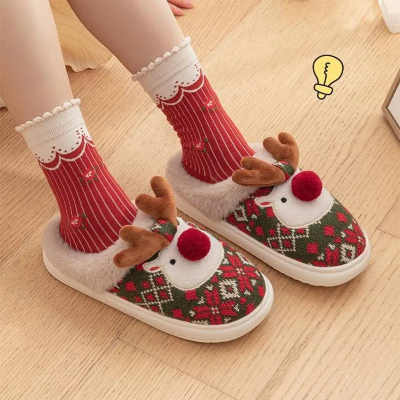 Adorable Reindeer Plush Slippers – Embrace the Magic of Comfort!