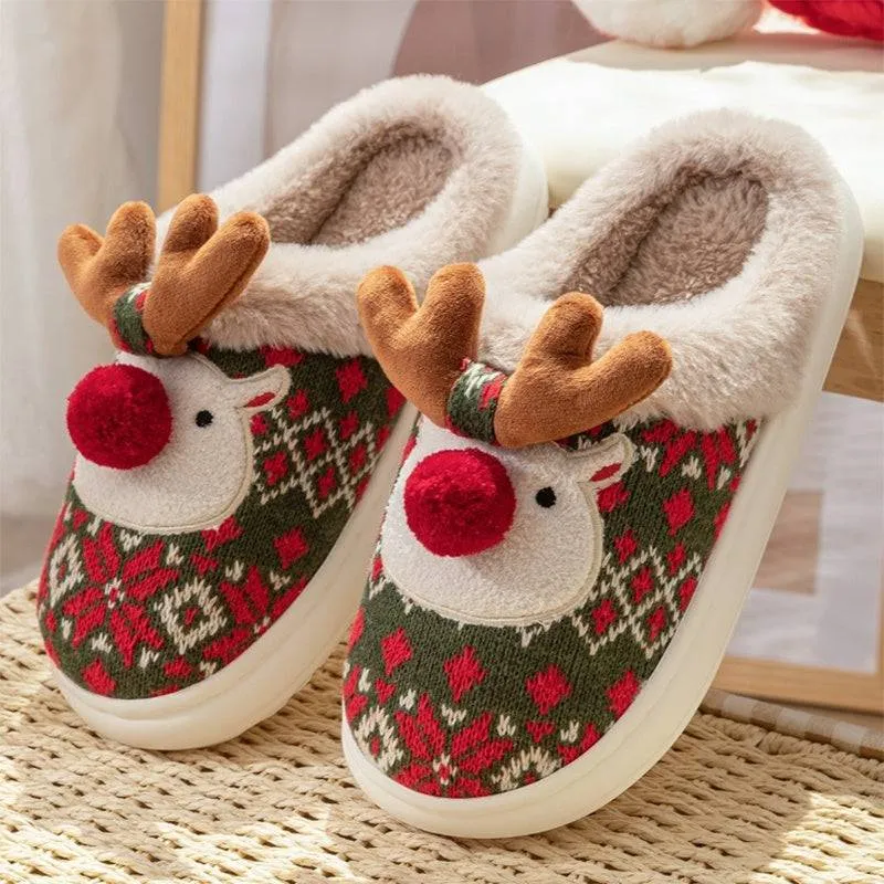 Adorable Reindeer Plush Slippers – Embrace the Magic of Comfort!