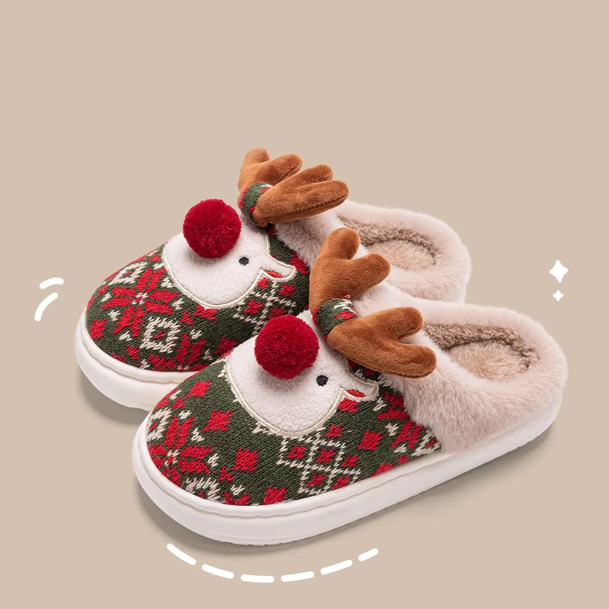 Adorable Reindeer Plush Slippers – Embrace the Magic of Comfort!