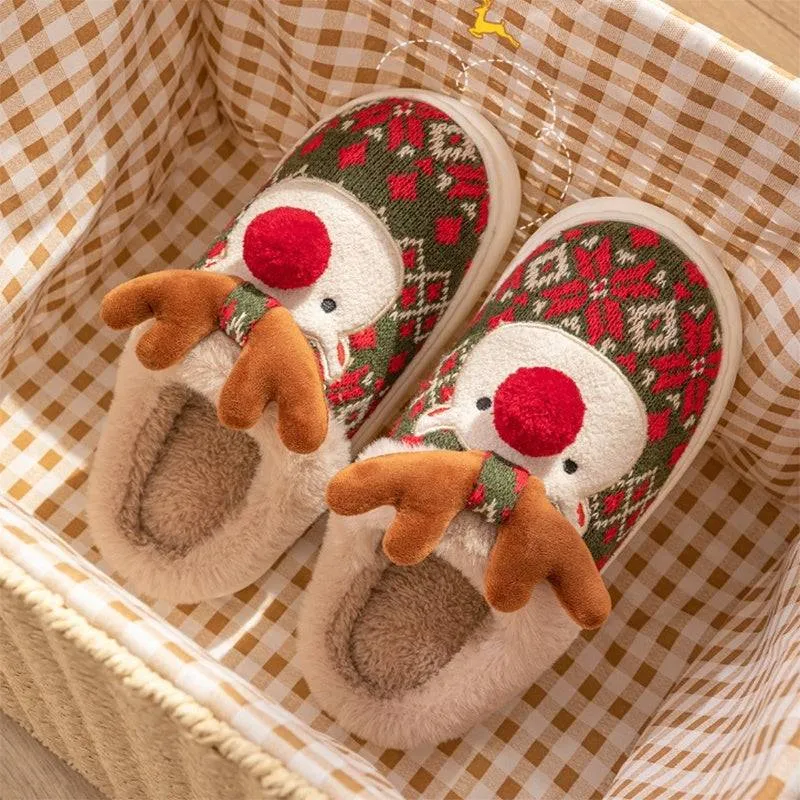 Adorable Reindeer Plush Slippers – Embrace the Magic of Comfort!