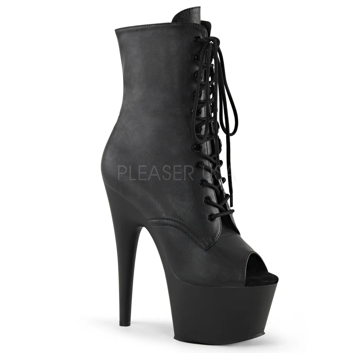 ADORE-1021  Black Faux Leather/Black Matte