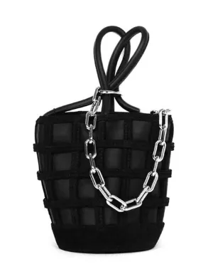 Alexander Wang Black Woven ROXY Chain Bucket Bag