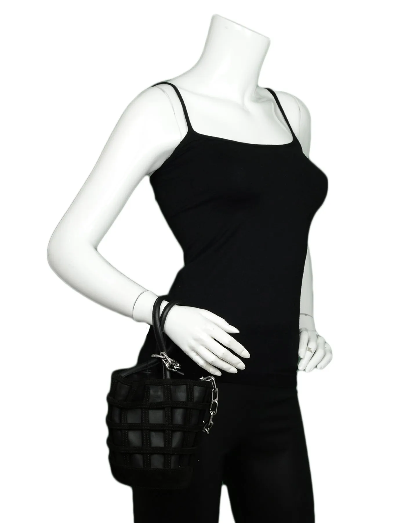Alexander Wang Black Woven ROXY Chain Bucket Bag