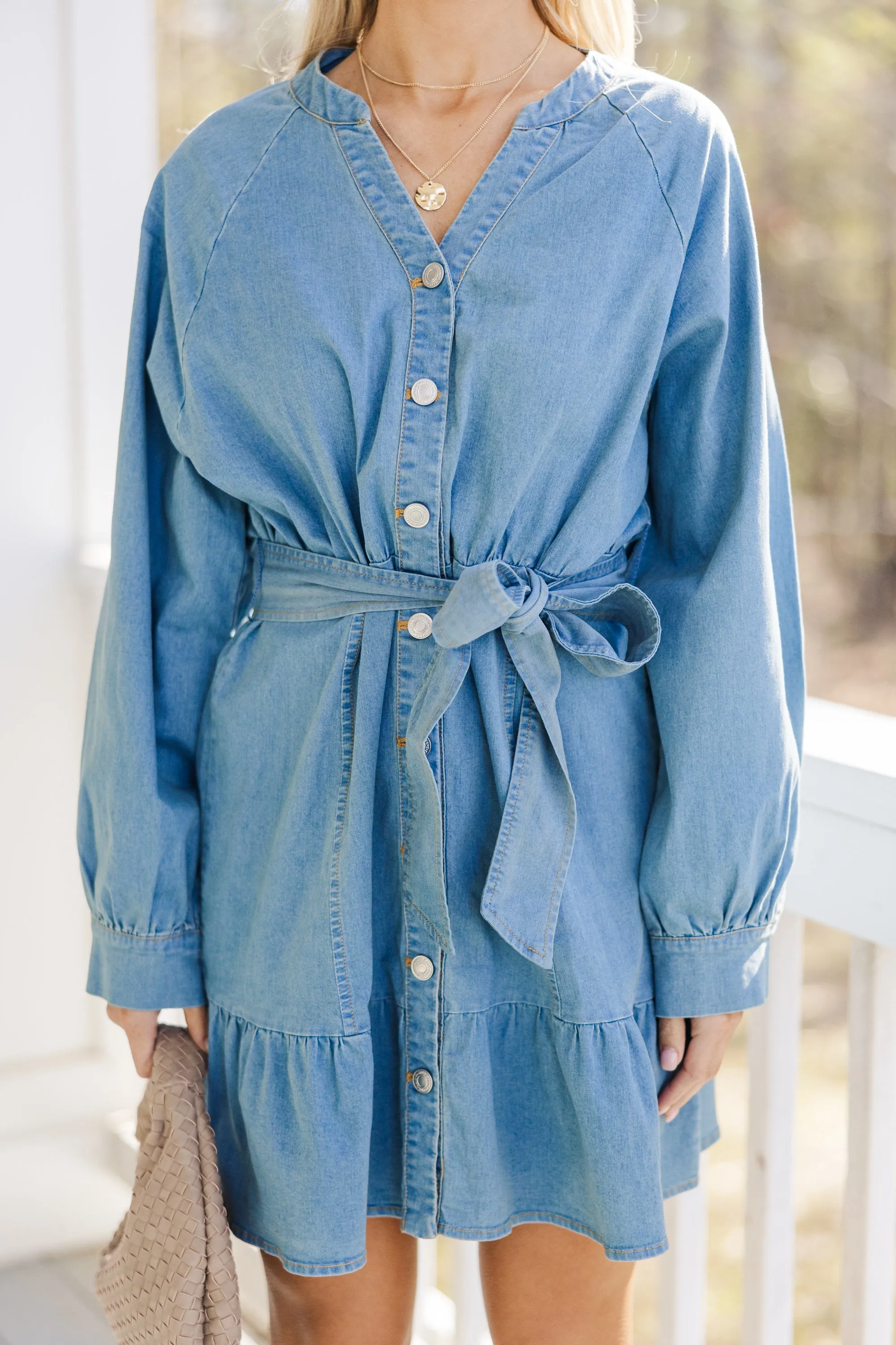 All For You Denim Button Down Dress