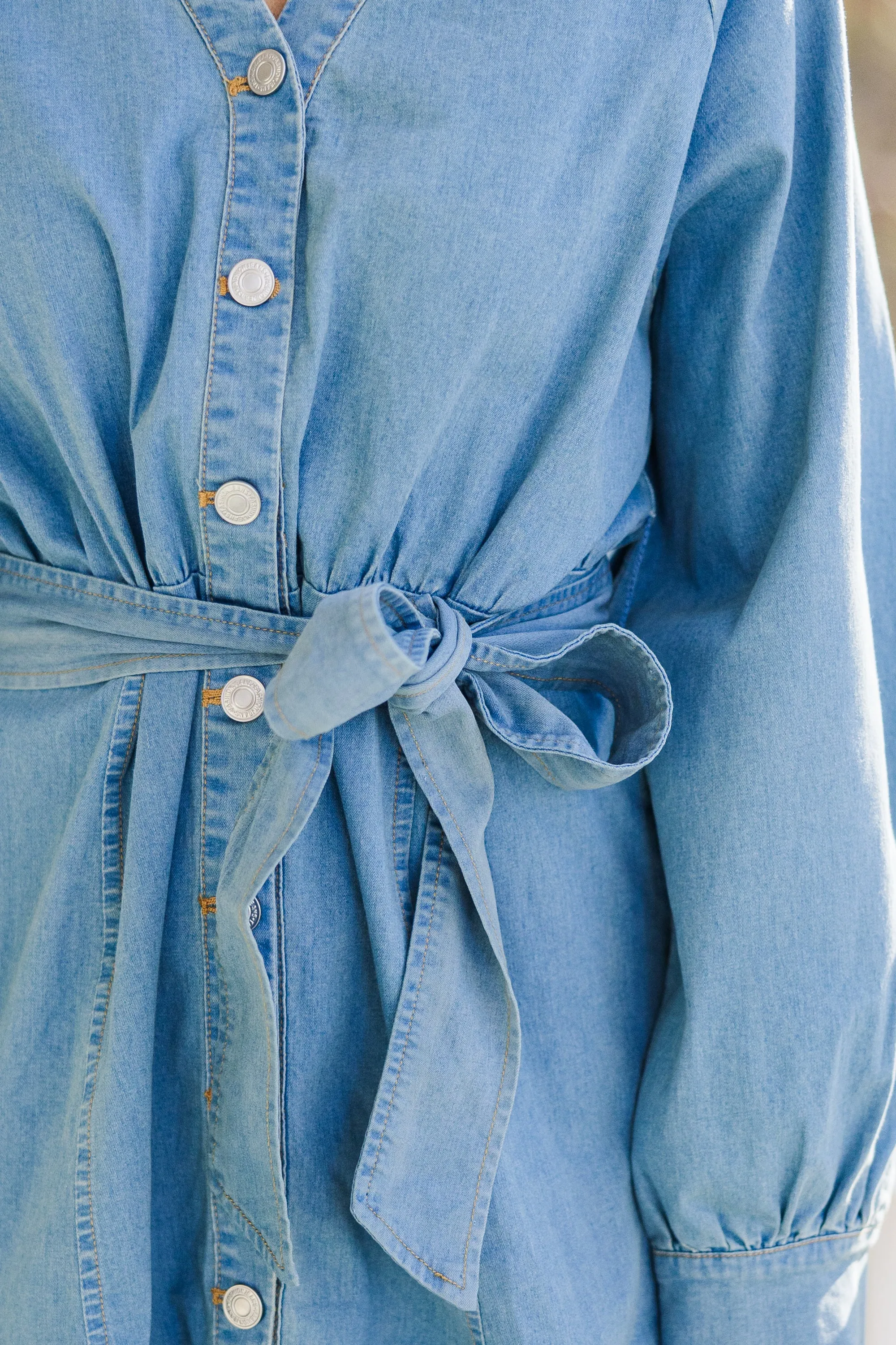 All For You Denim Button Down Dress
