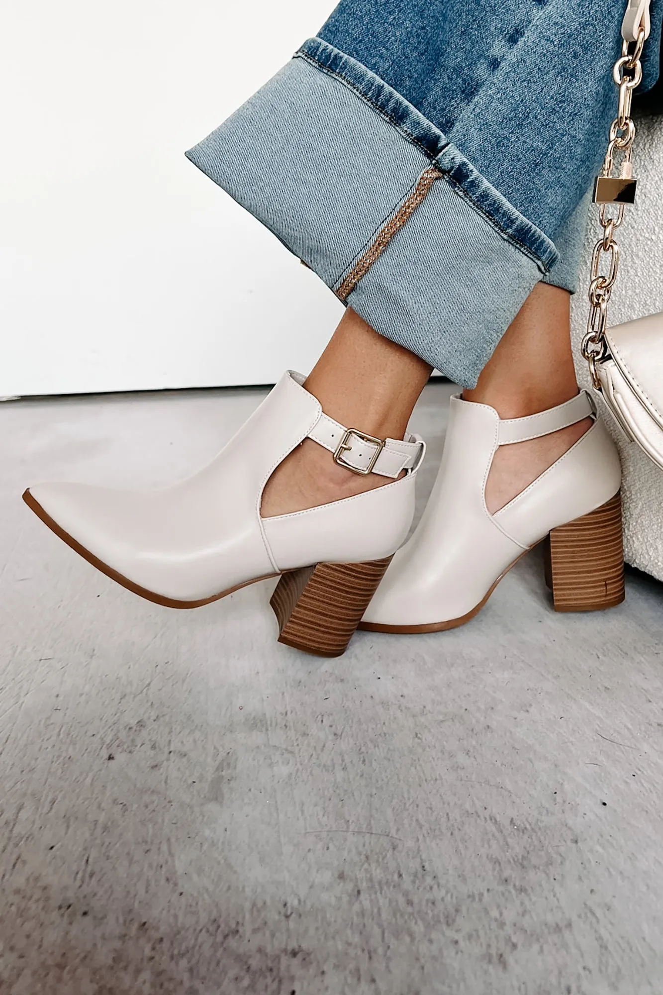 Almost There Cut-Out Ankle Booties (Ivory)