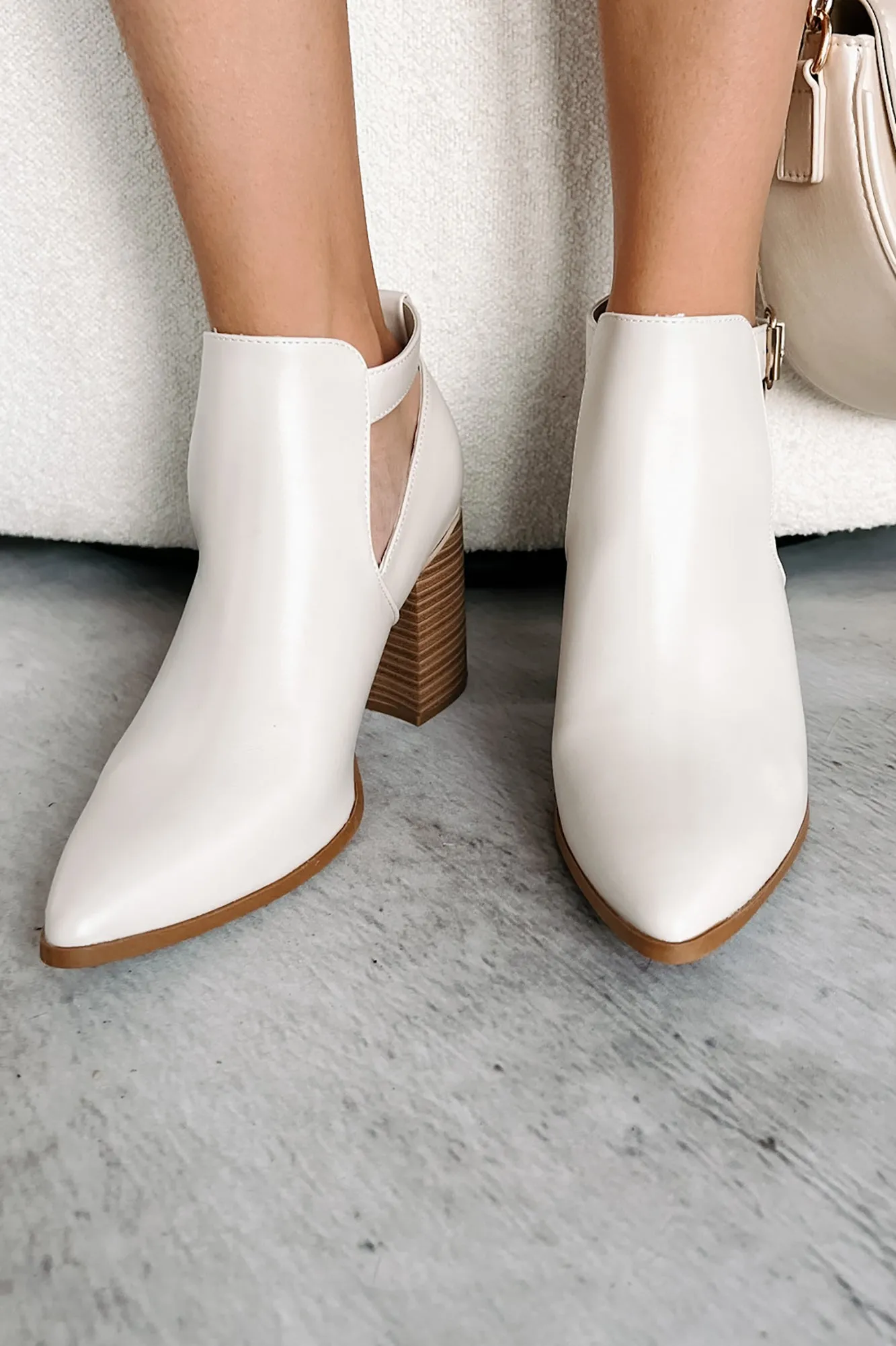 Almost There Cut-Out Ankle Booties (Ivory)
