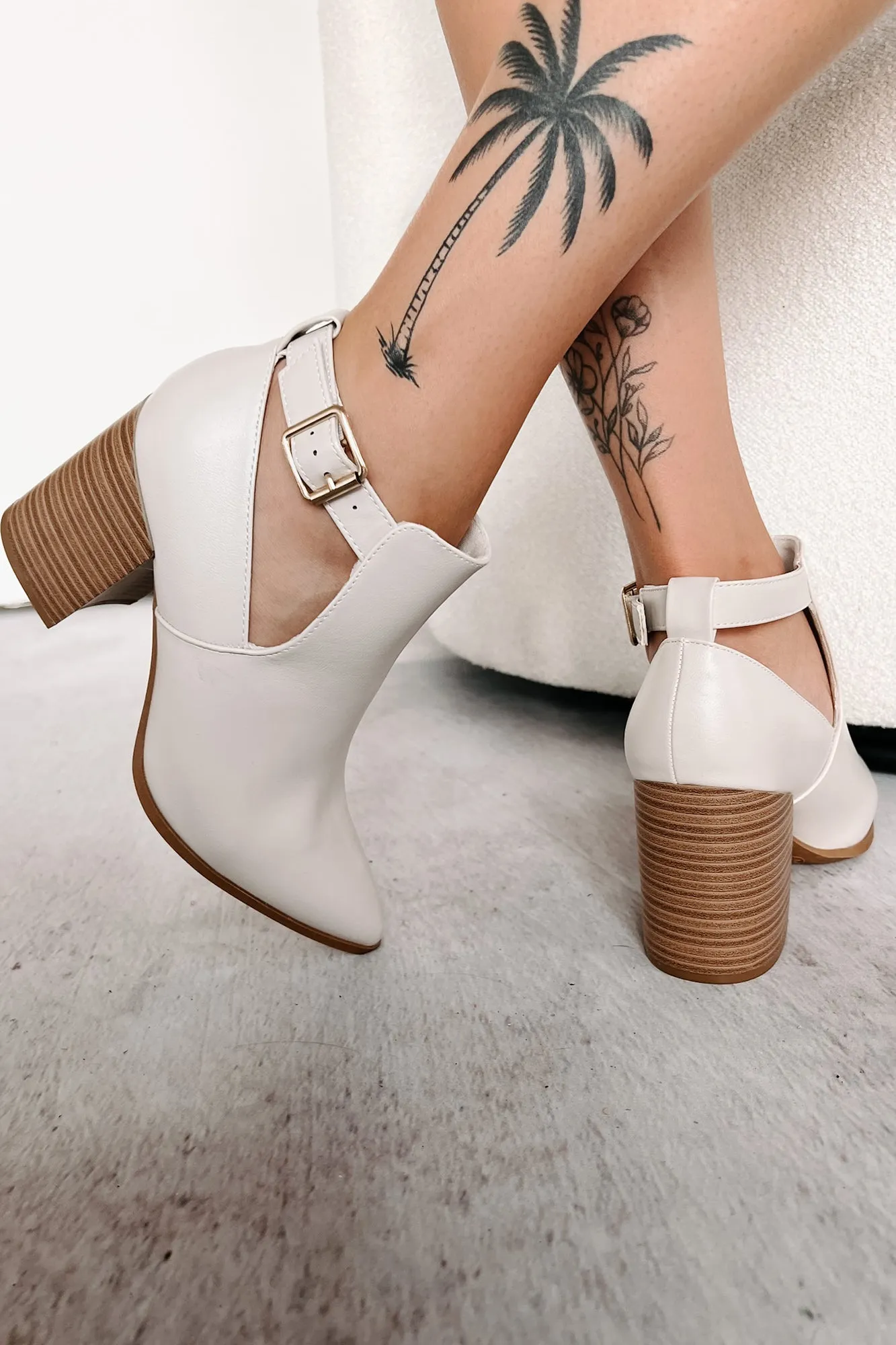 Almost There Cut-Out Ankle Booties (Ivory)