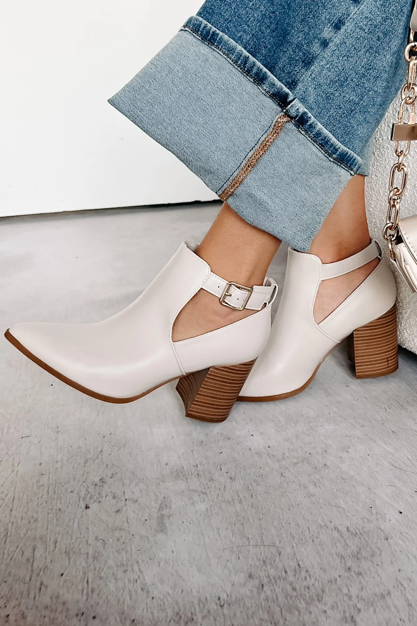 Almost There Cut-Out Ankle Booties (Ivory)