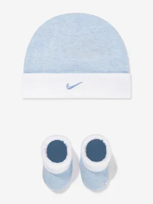 Baby Simple Swoosh Hat and Booties Set in Blue