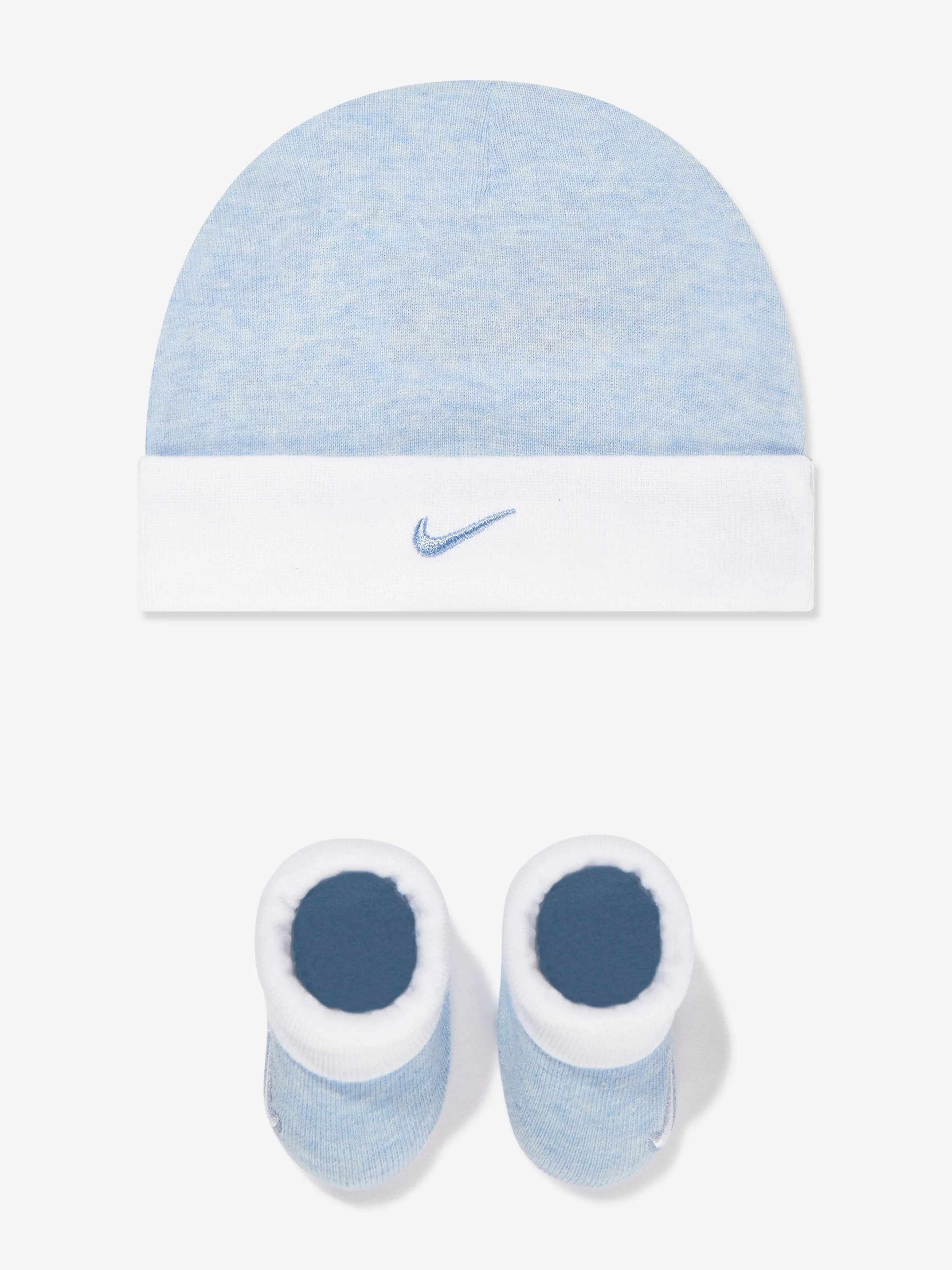 Baby Simple Swoosh Hat and Booties Set in Blue