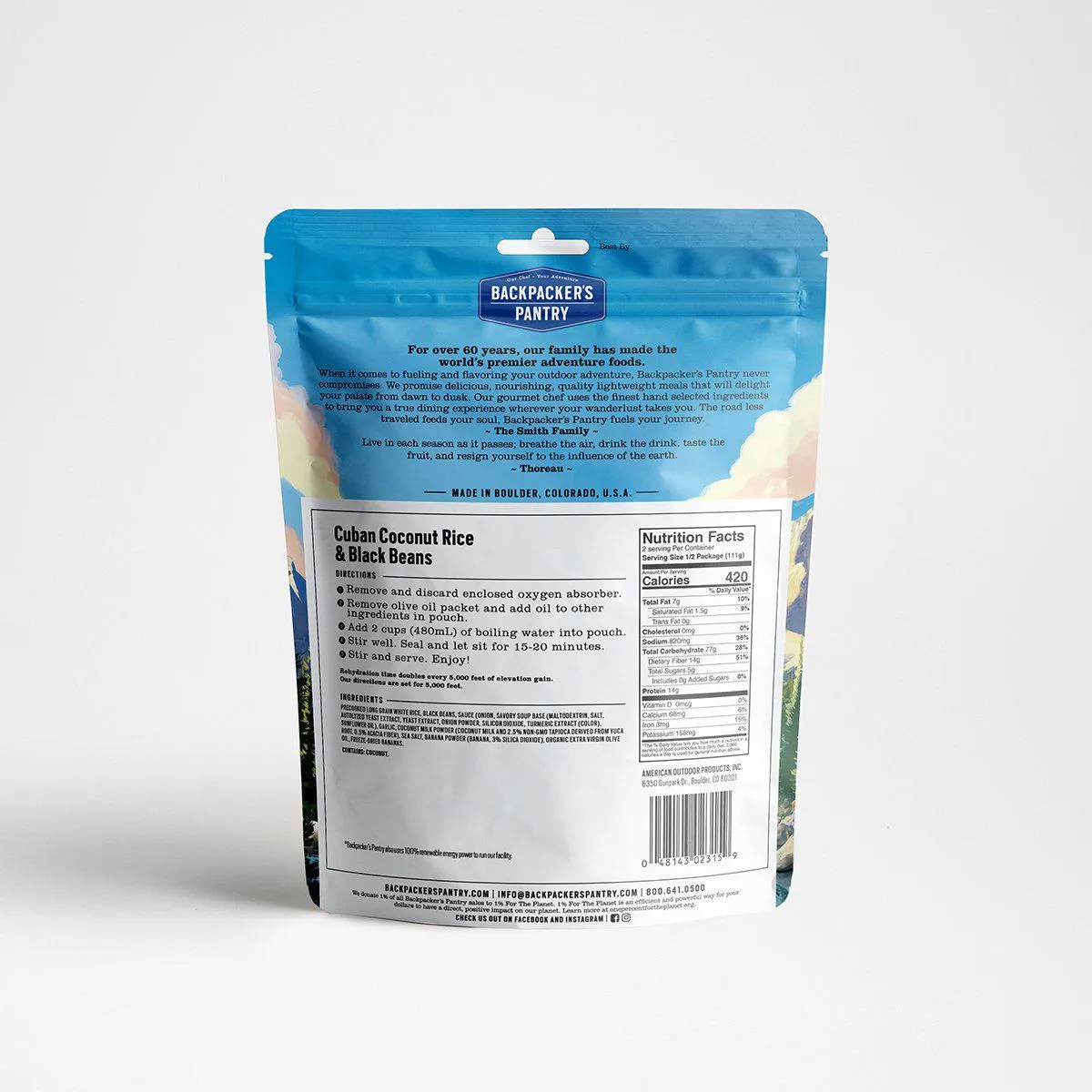 Backpackers Pantry Cuban Coconut Black Beans and Rice