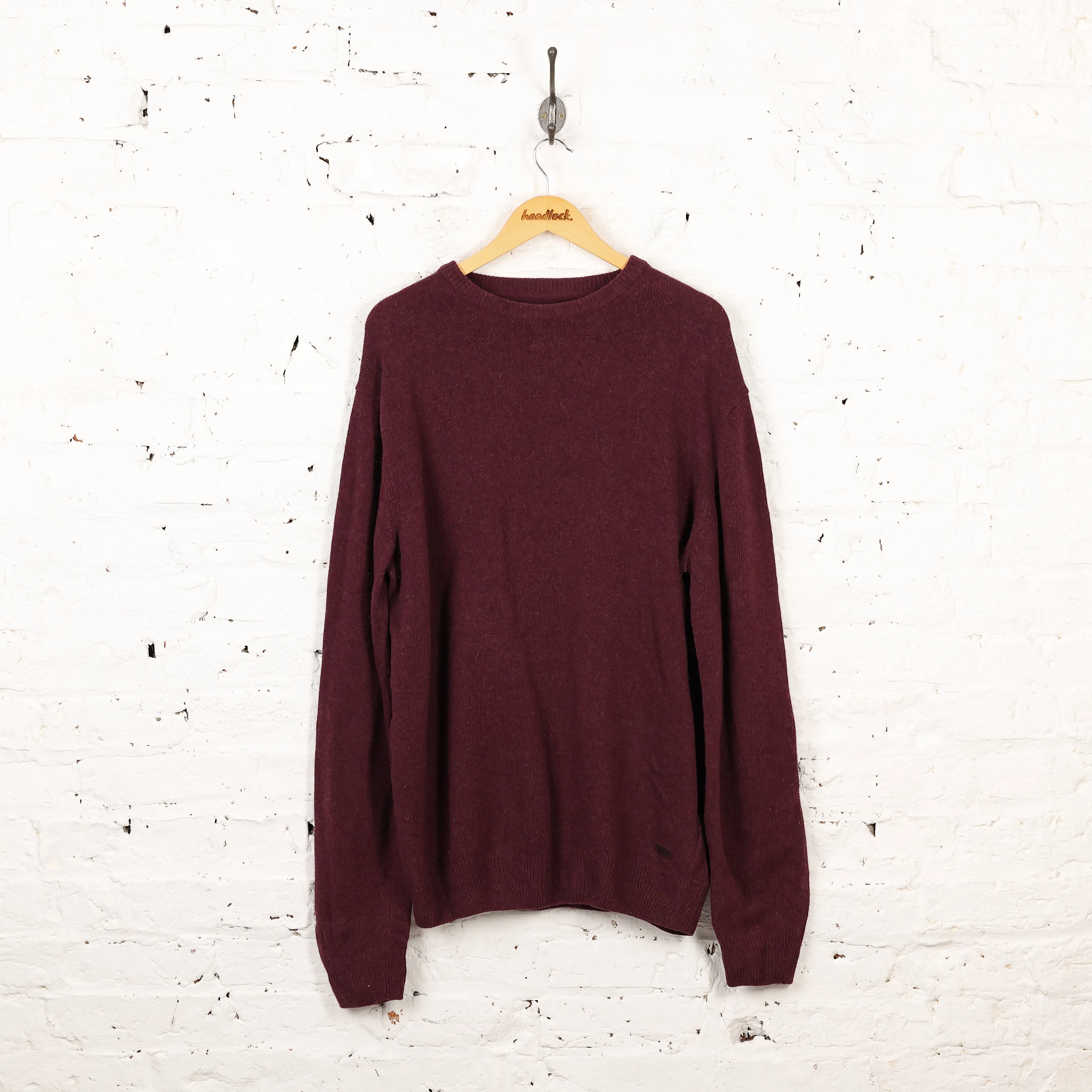 Barbour Wool Knit Jumper - Maroon - XL