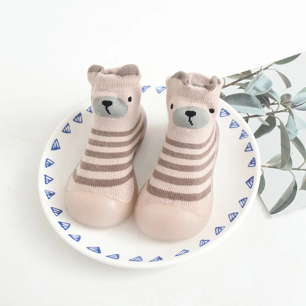 Bear Face Lining Light B Silicone Socks Shoes 2607 F