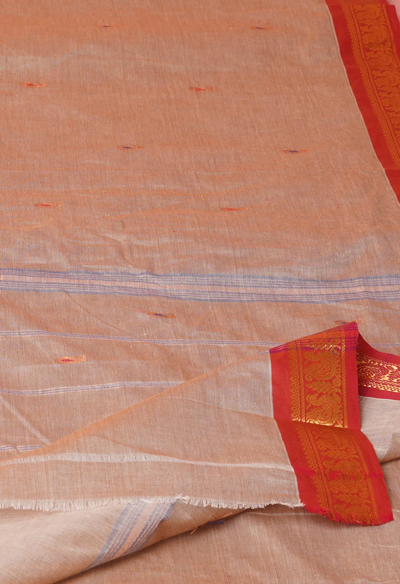 Beige Pure Pavani Handcrafted Kanchi Cotton Saree-UNM76841
