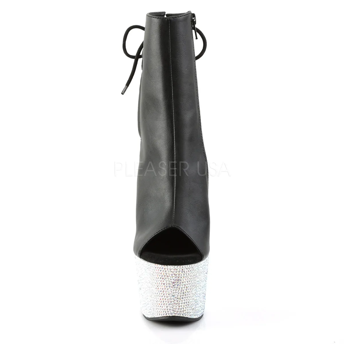 BEJEWELED-1018DM-7  Black Faux Leather/Silver Multi RS