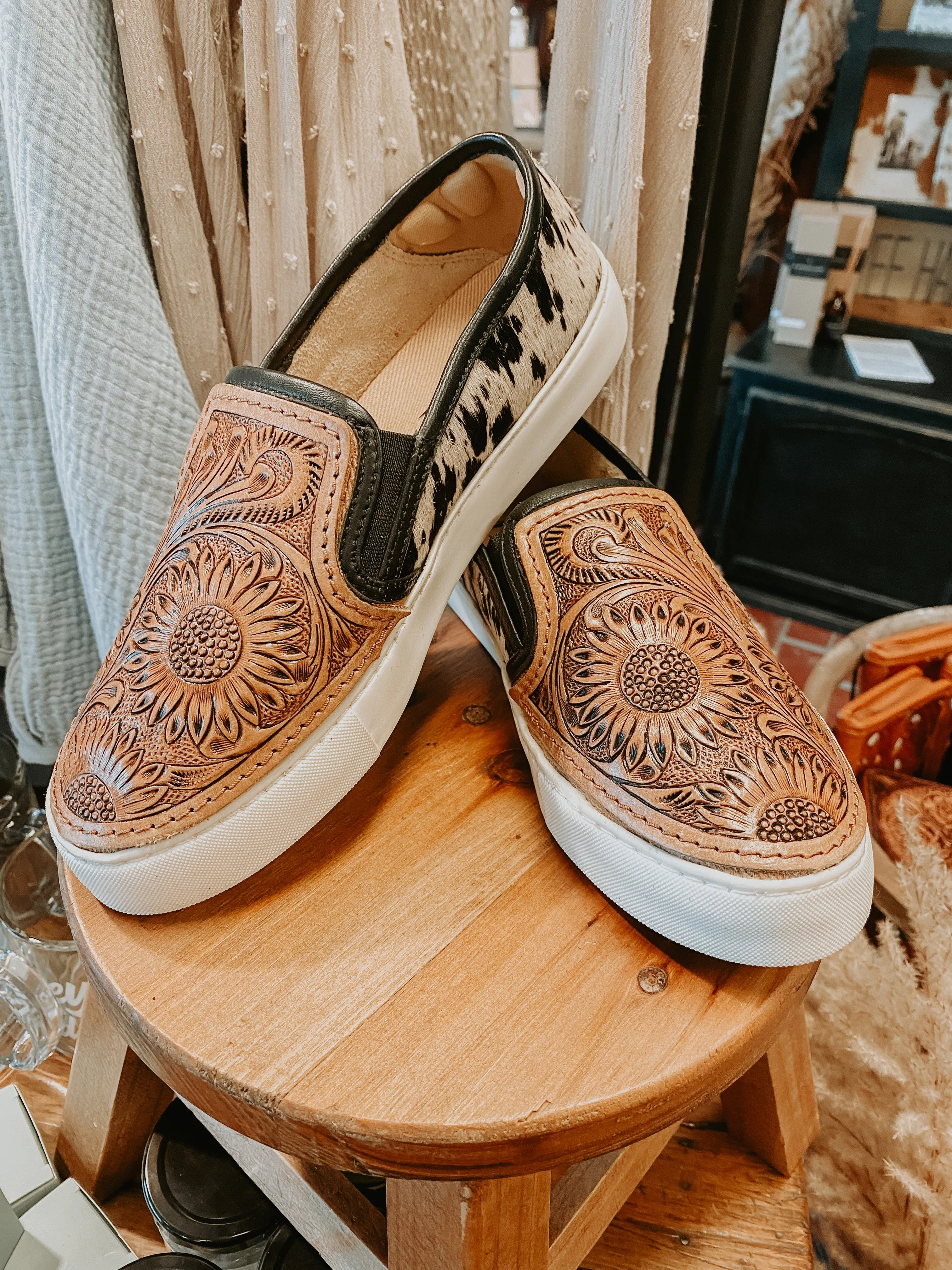 Black Hide   Tooling Western Sneakers