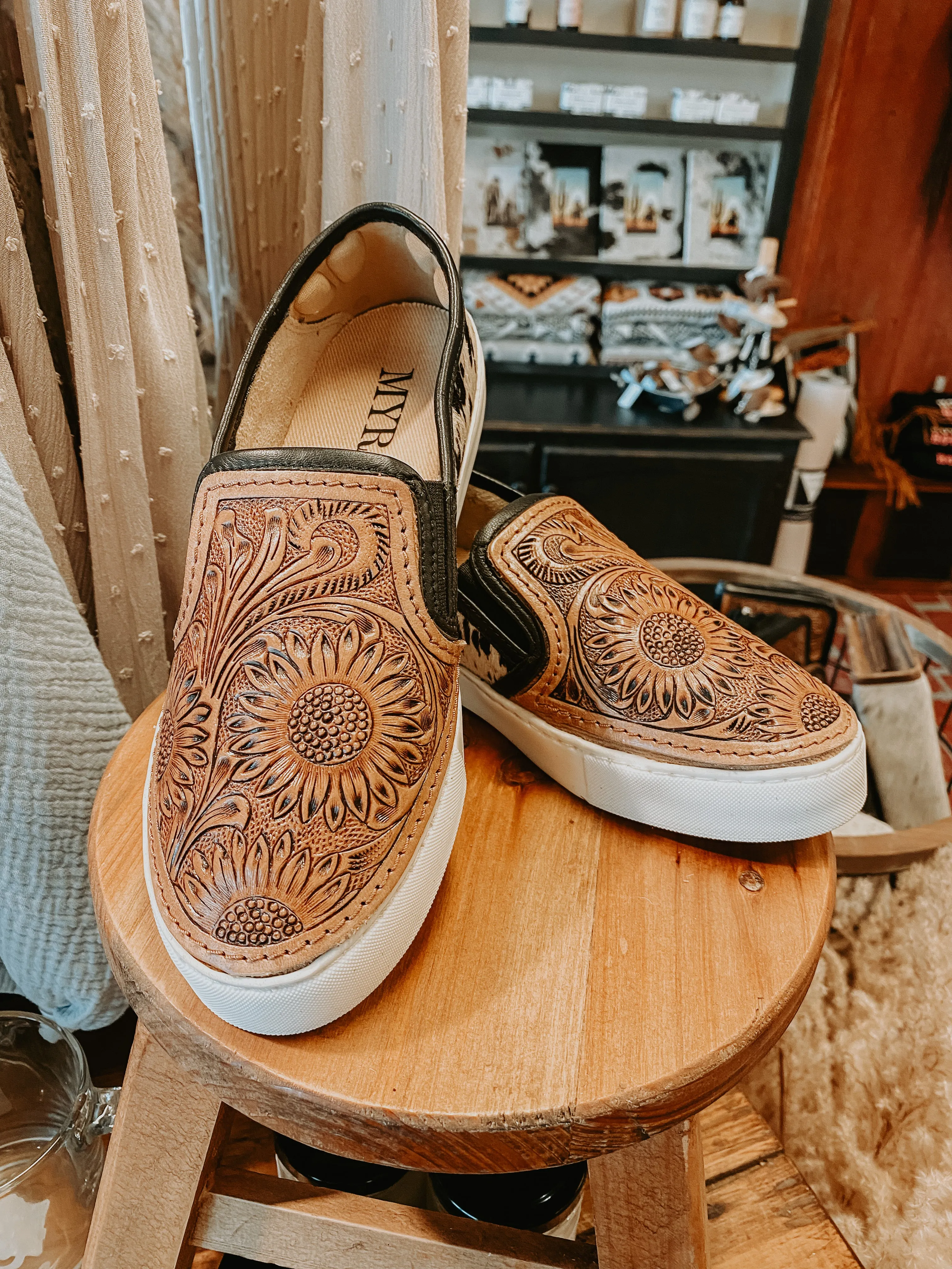 Black Hide   Tooling Western Sneakers