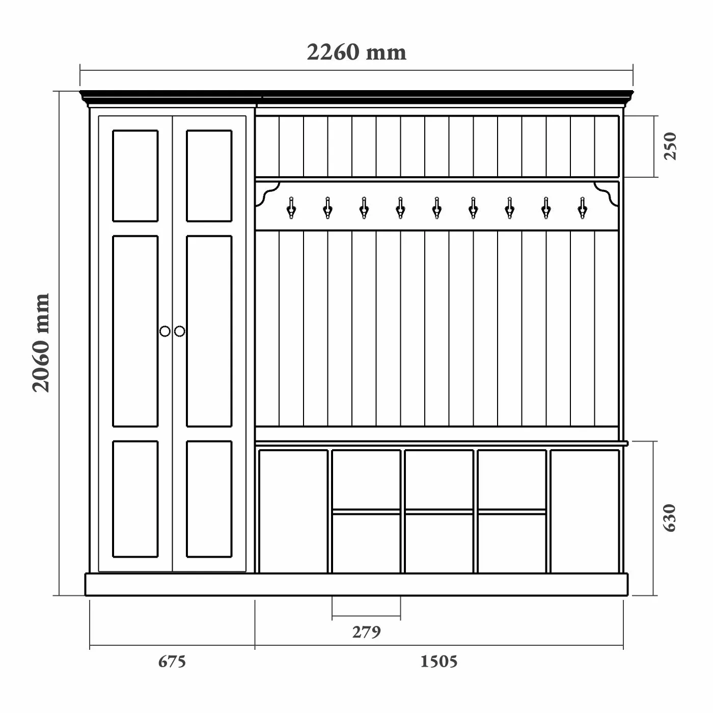 Boot Room Bench with Double Cupboard