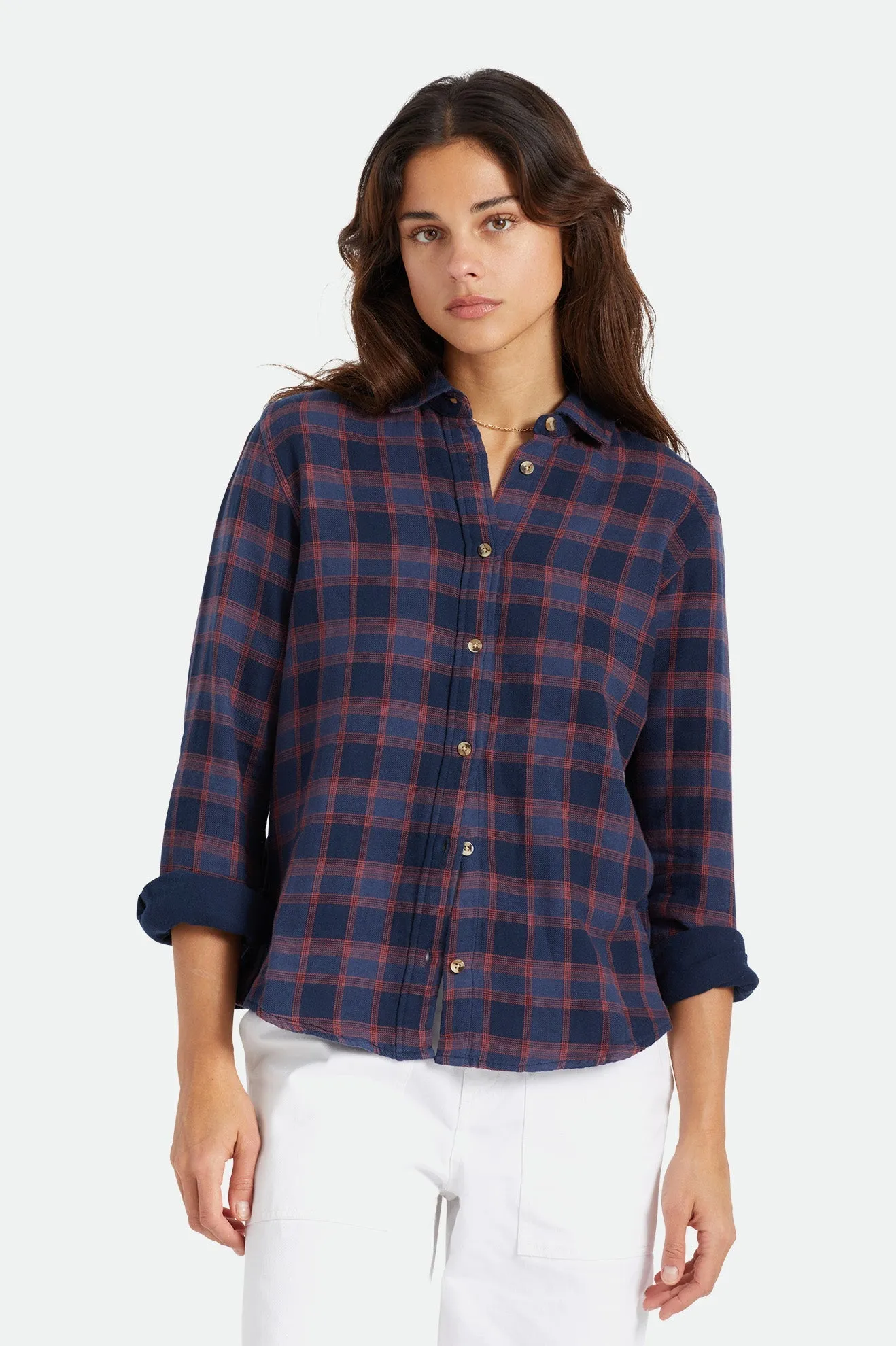 Bowery Women's Soft Weave L/S Flannel - Military Olive