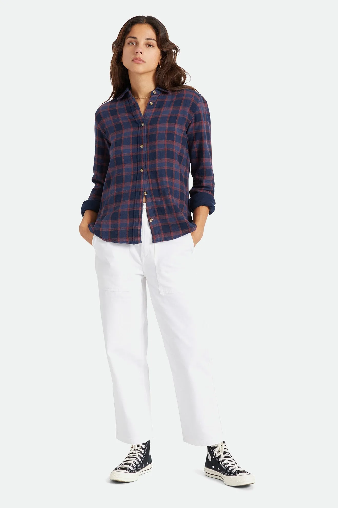 Bowery Women's Soft Weave L/S Flannel - Military Olive