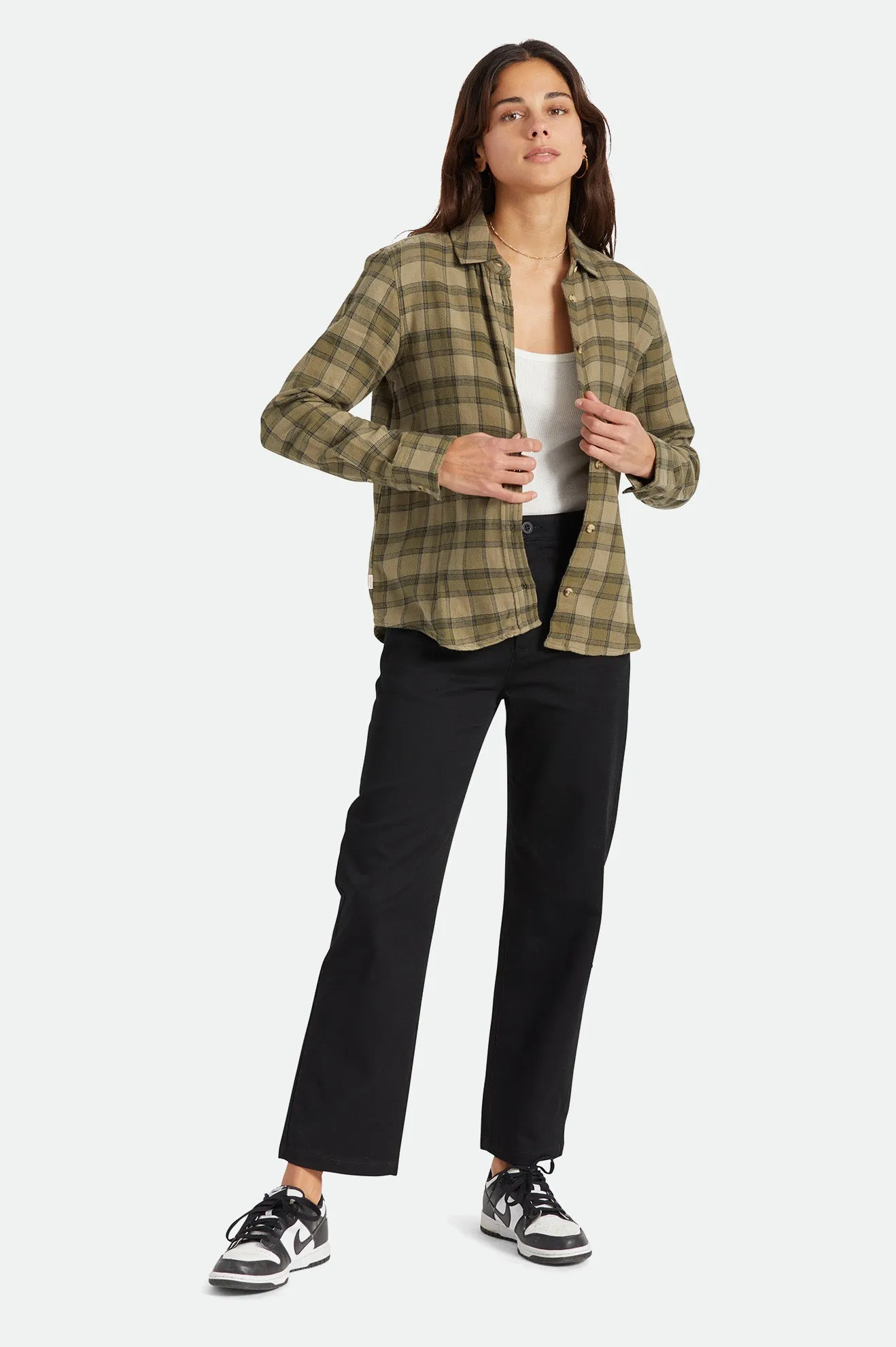 Bowery Women's Soft Weave L/S Flannel - Military Olive