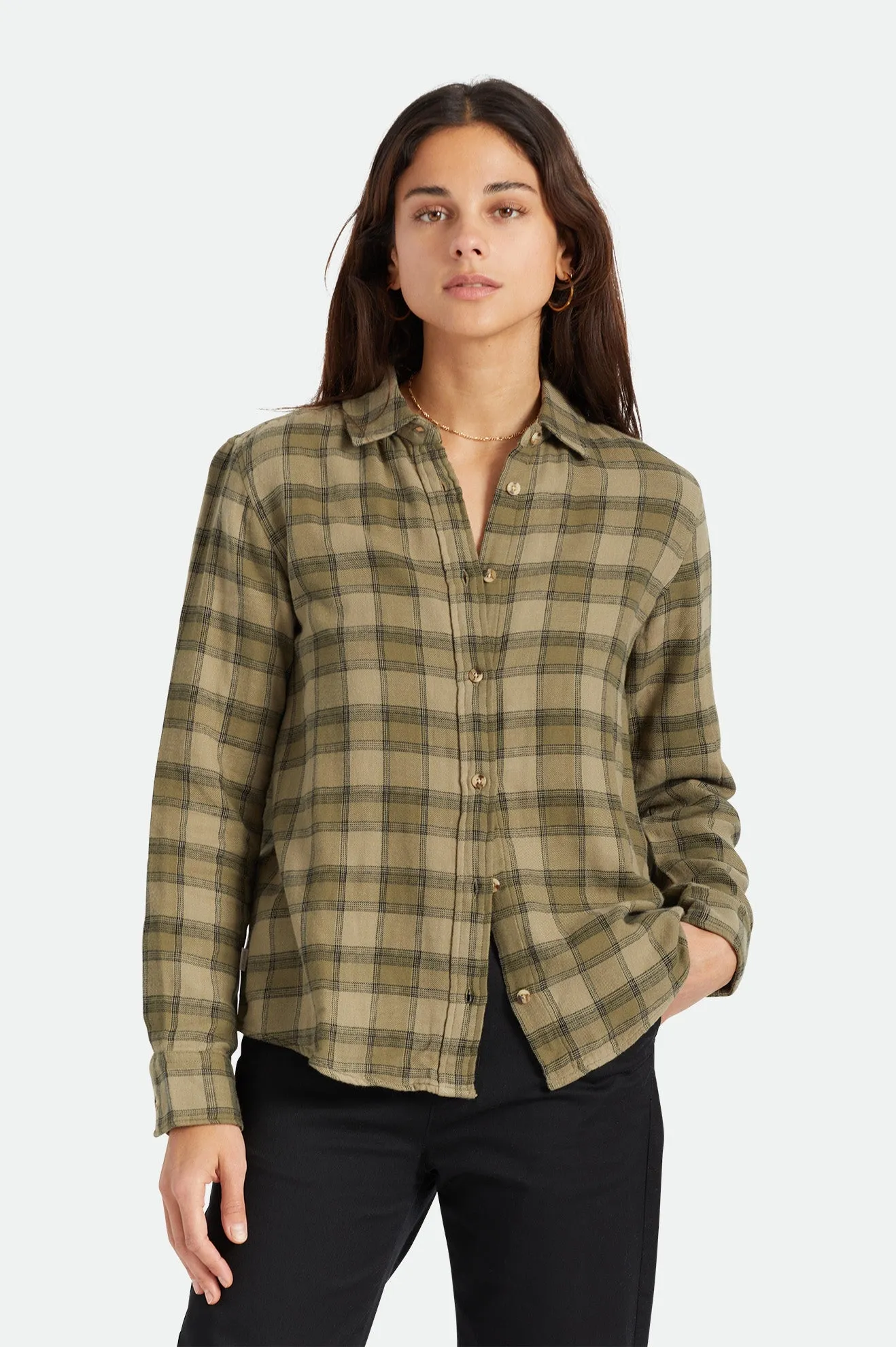 Bowery Women's Soft Weave L/S Flannel - Military Olive