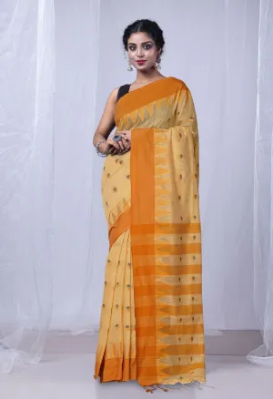 Brown Pure Handloom Bengal Cotton Linen Saree-UNM81589