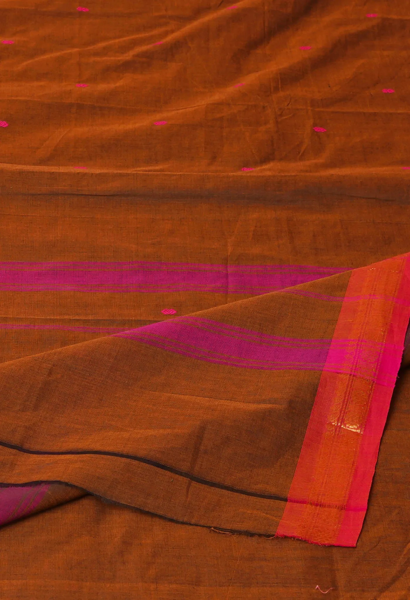 Brown Pure Pavani Handcrafted Kanchi Cotton Saree-UNM76825