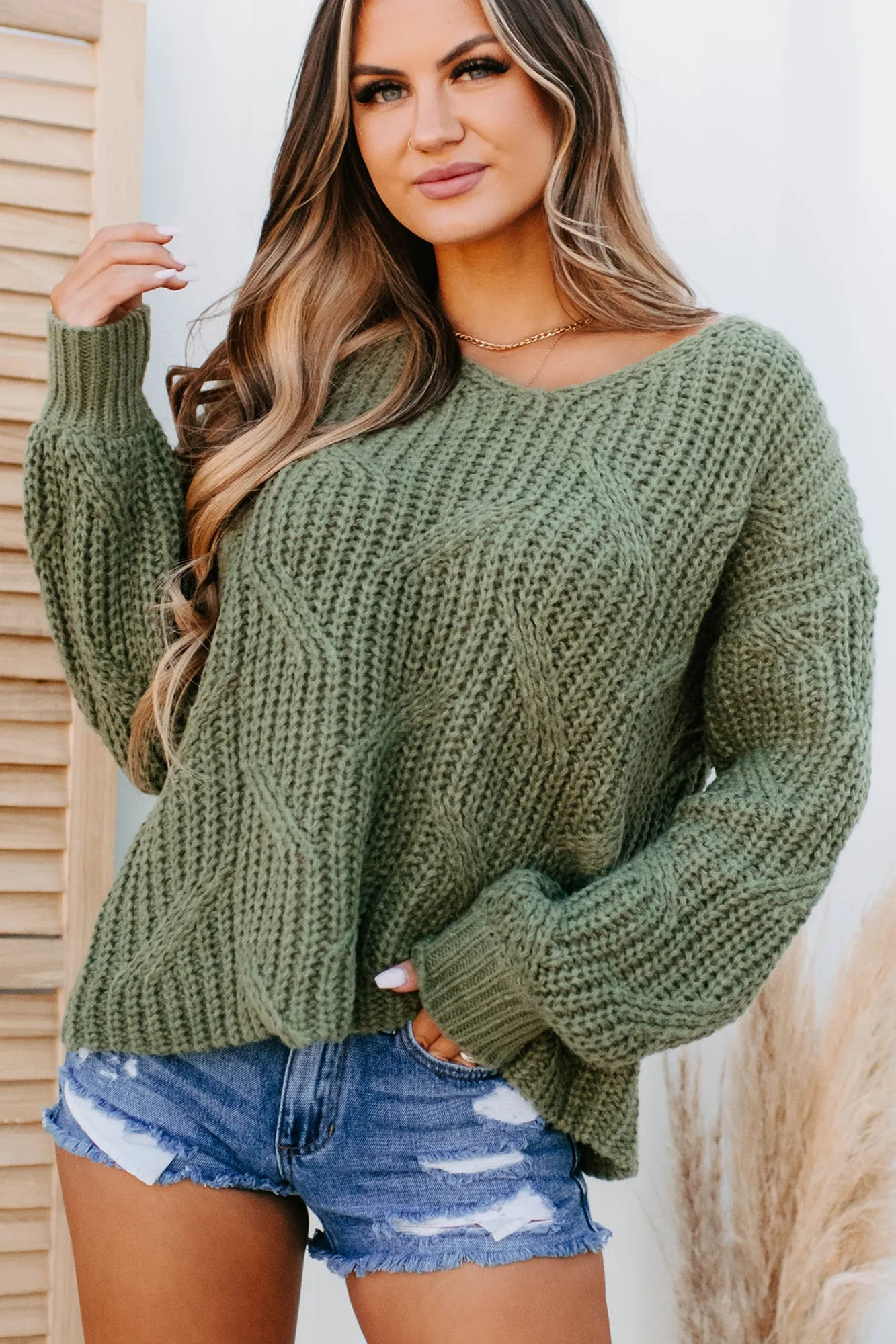 Captured Effortlessly Knit Sweater (Olive)