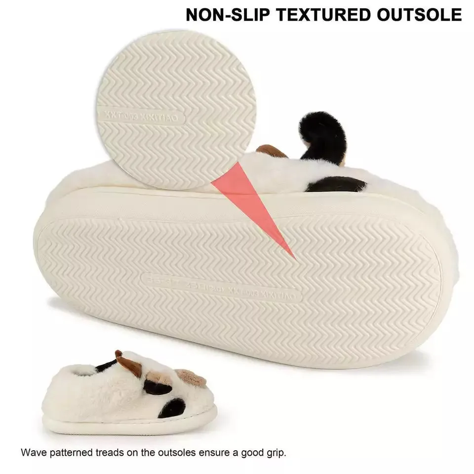 Cartoon Cow Plush Slippers