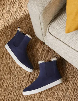 Chelsea Boots mit Lammfellfutter-Marineblau