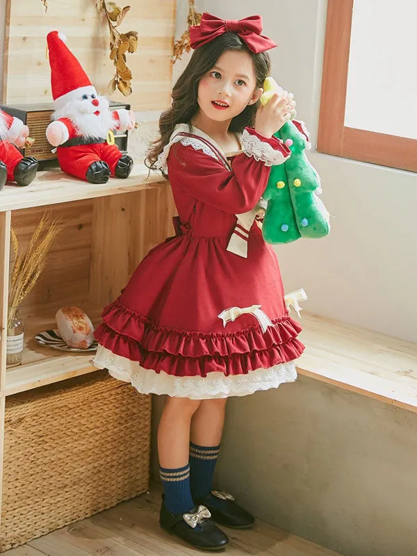 Classic Lolita OP Dress Lace Bow Ruffle Toddlers\' Lolita One Piece Dress