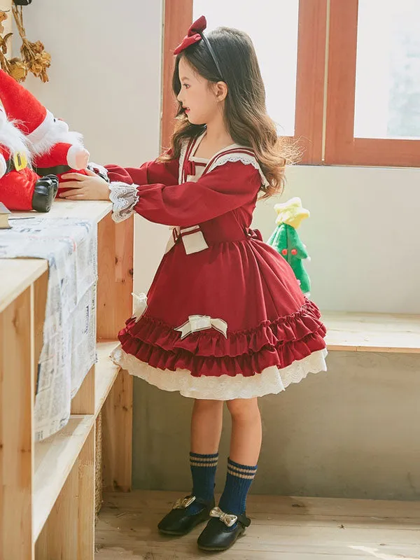 Classic Lolita OP Dress Lace Bow Ruffle Toddlers\' Lolita One Piece Dress