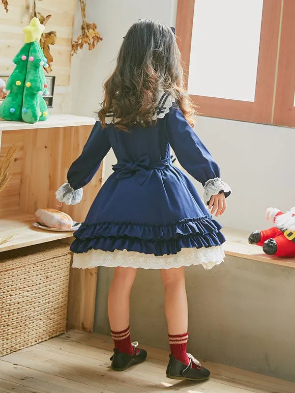 Classic Lolita OP Dress Lace Bow Ruffle Toddlers\' Lolita One Piece Dress