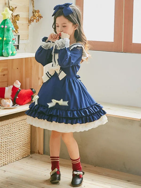 Classic Lolita OP Dress Lace Bow Ruffle Toddlers\' Lolita One Piece Dress