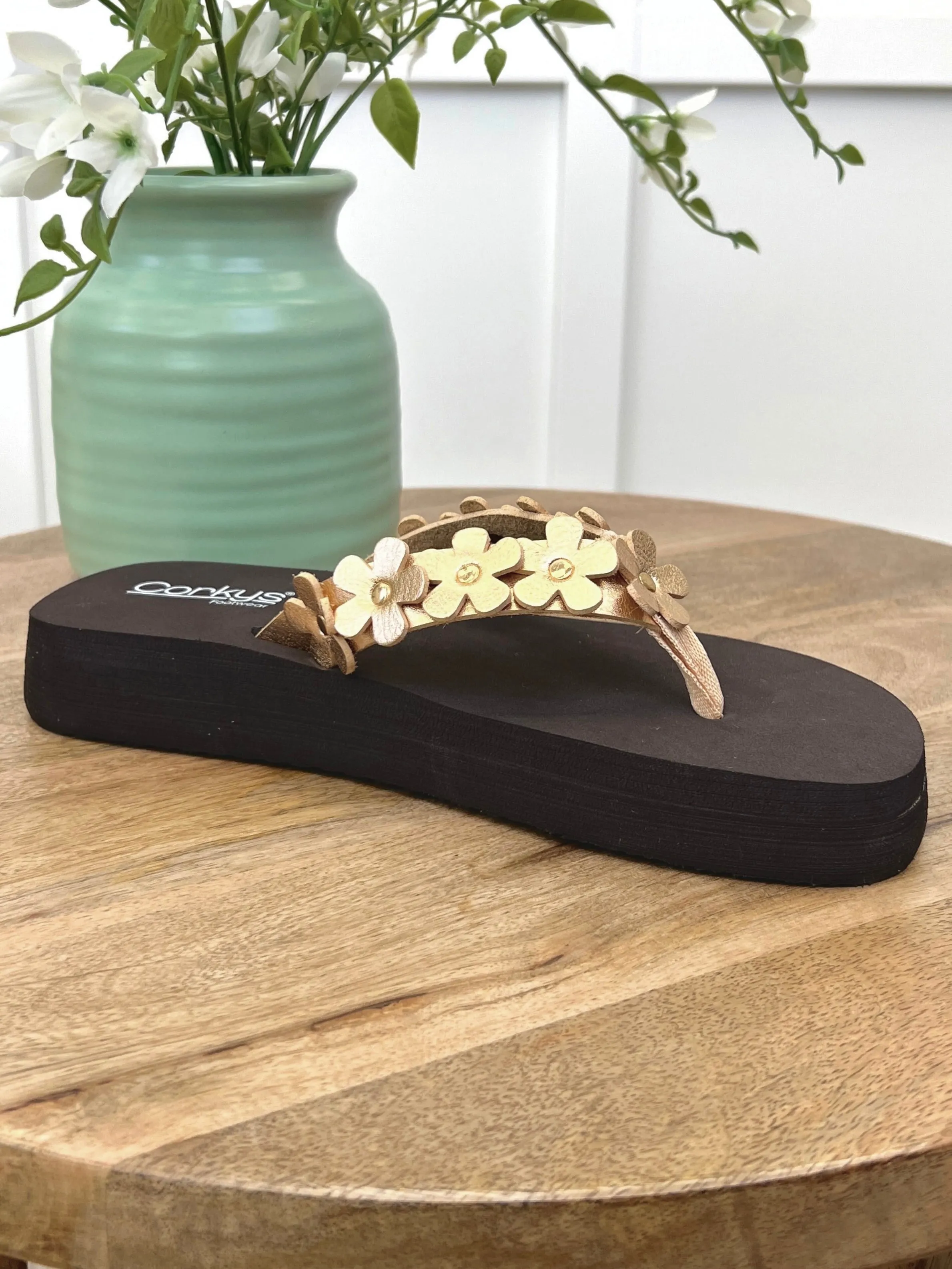 Corkys Gold Metallic No Running Sandal