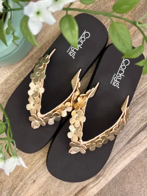 Corkys Gold Metallic No Running Sandal