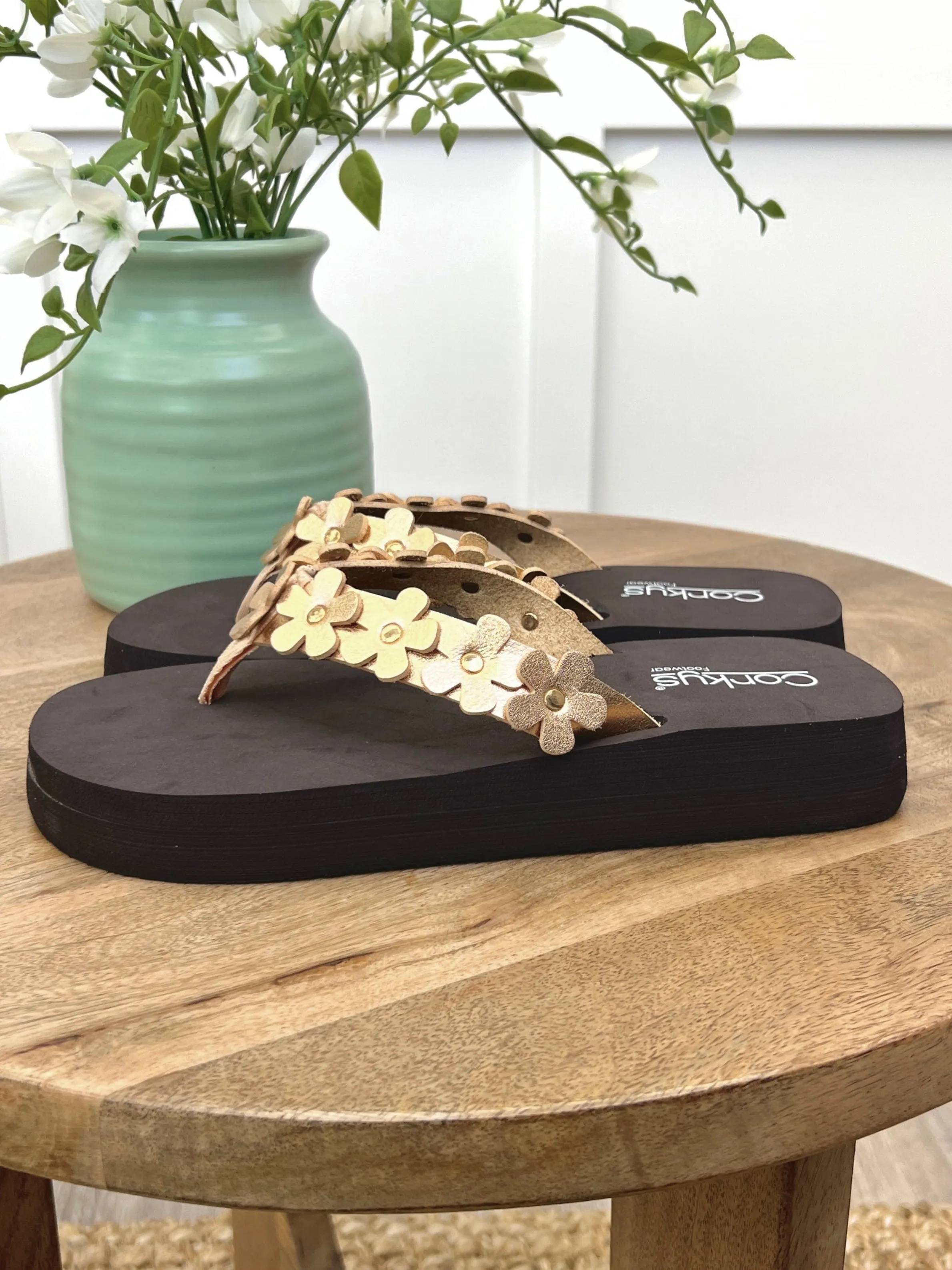 Corkys Gold Metallic No Running Sandal