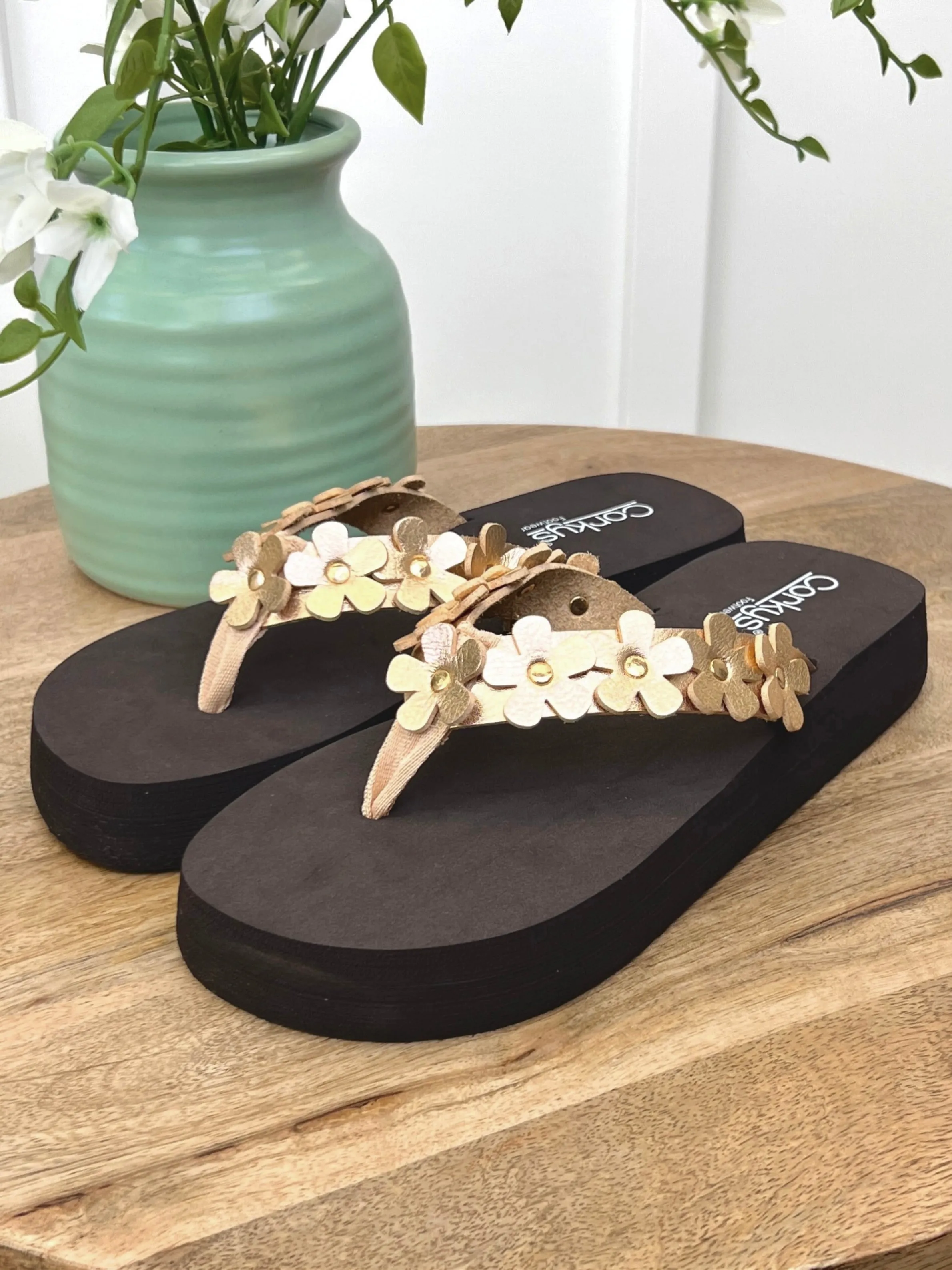 Corkys Gold Metallic No Running Sandal