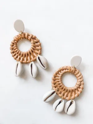 Cowrie Shell Rattan Earrings