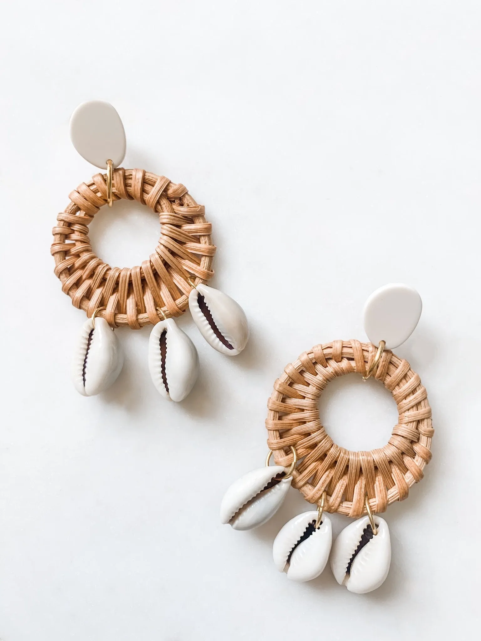 Cowrie Shell Rattan Earrings