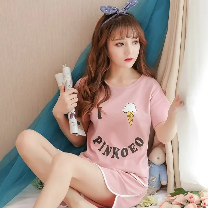 Cozy Cartoon-printed Summer Pajama Set