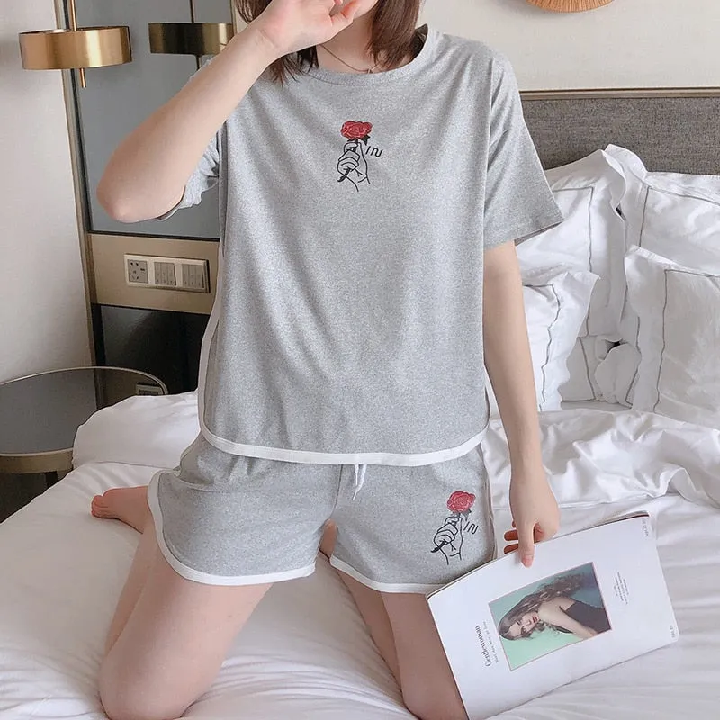 Cozy Cartoon-printed Summer Pajama Set